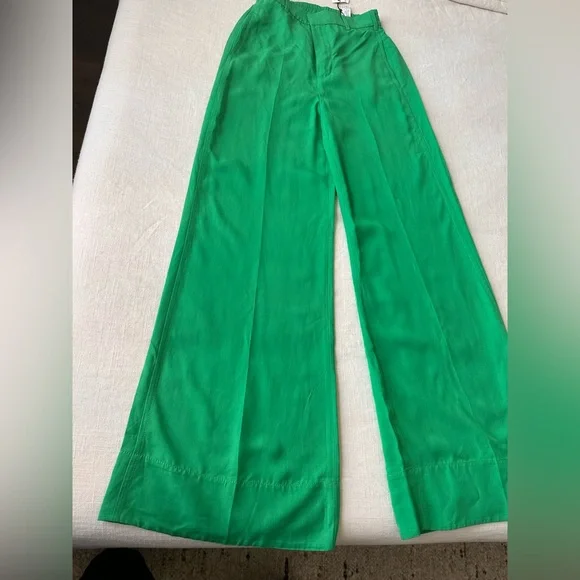 Zara Flowy Palazzo Pants Trousers - Green - Picture 7 of 8